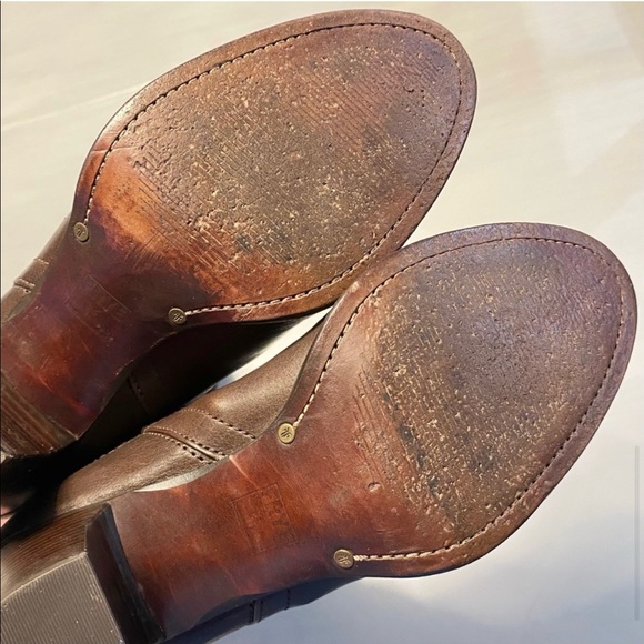 Beautiful Frye chocolate brown boots with gold buckles. - Picture 7 of 7